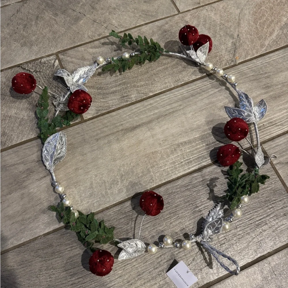 NEW Anthropologie Pearled Cherry Wreath